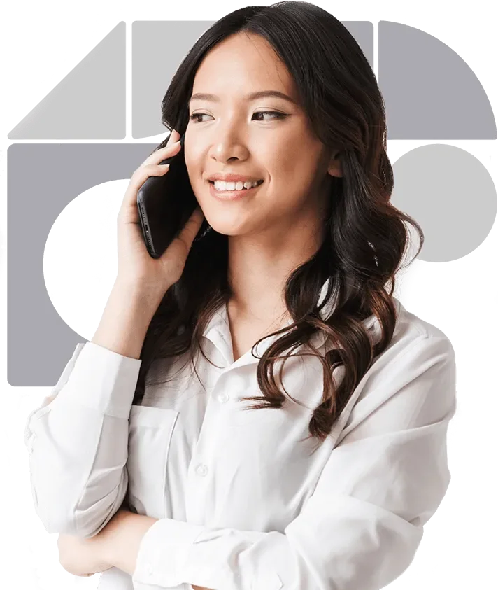 Woman talking on the phone with a customer service representative