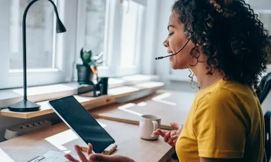 Woman Talking with Headset